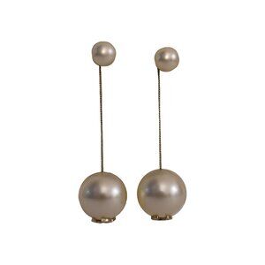 Chanel CC Pearl Dangle Drop Earrings White